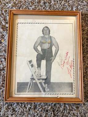 Vintage Signed Lil Al Vavasseur Professional Wrestler Promotional Photo in Frame